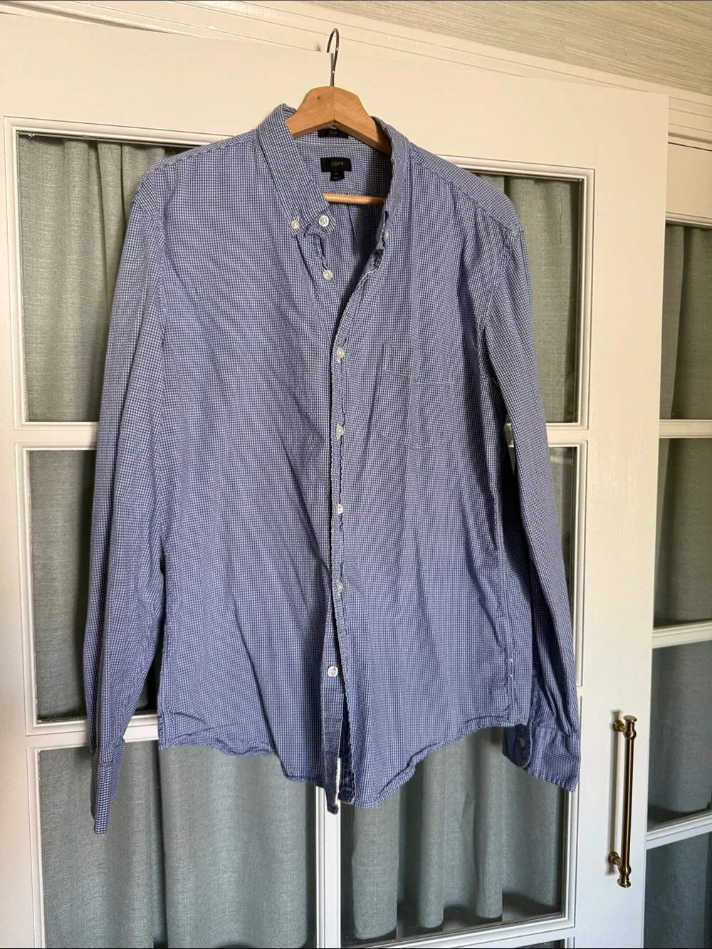 J. Crew Men's Blue Micro-Check Button-Down Shirt